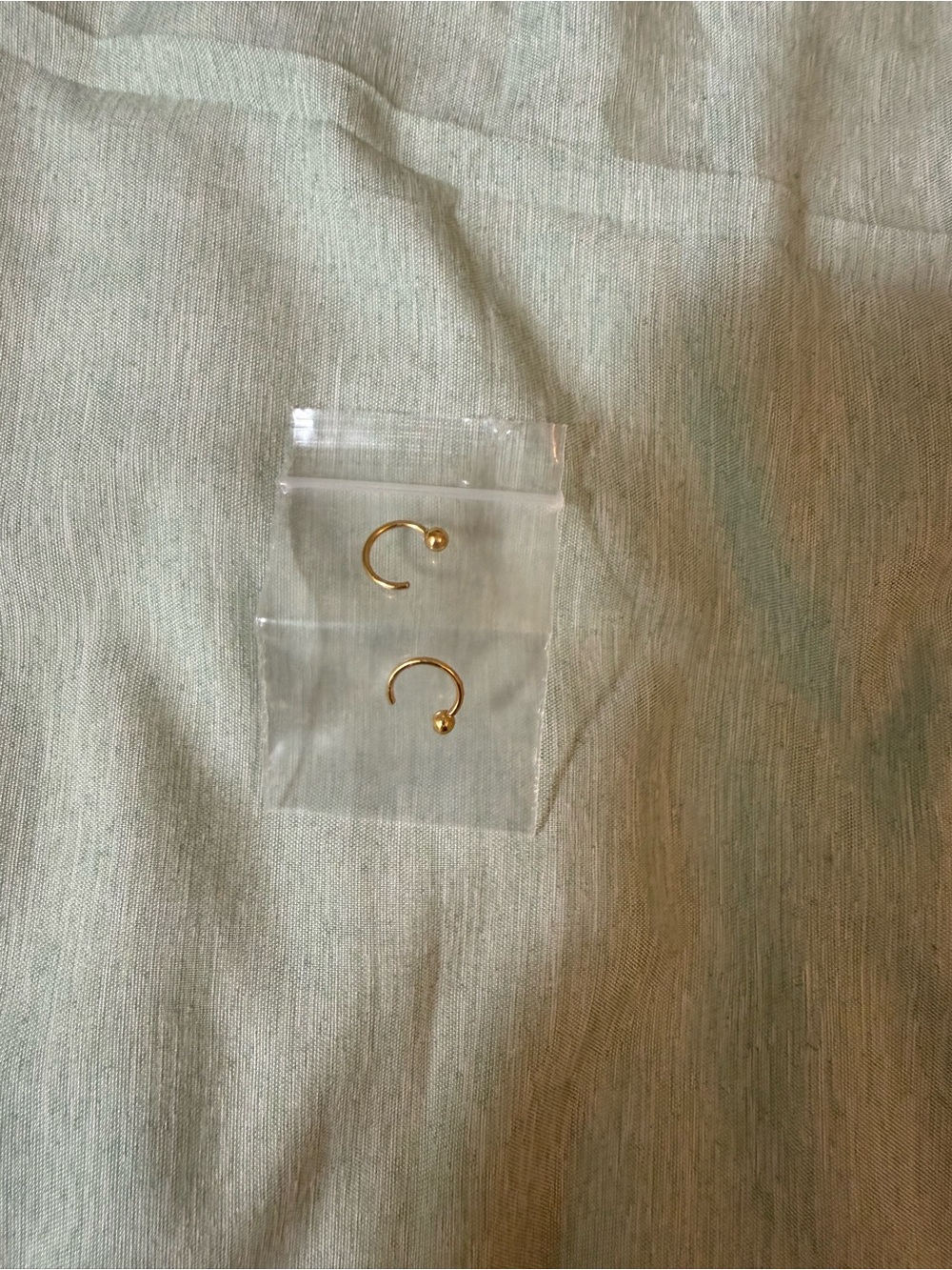 Small Gold Hoop Huggie Earrings with Ball Ends
